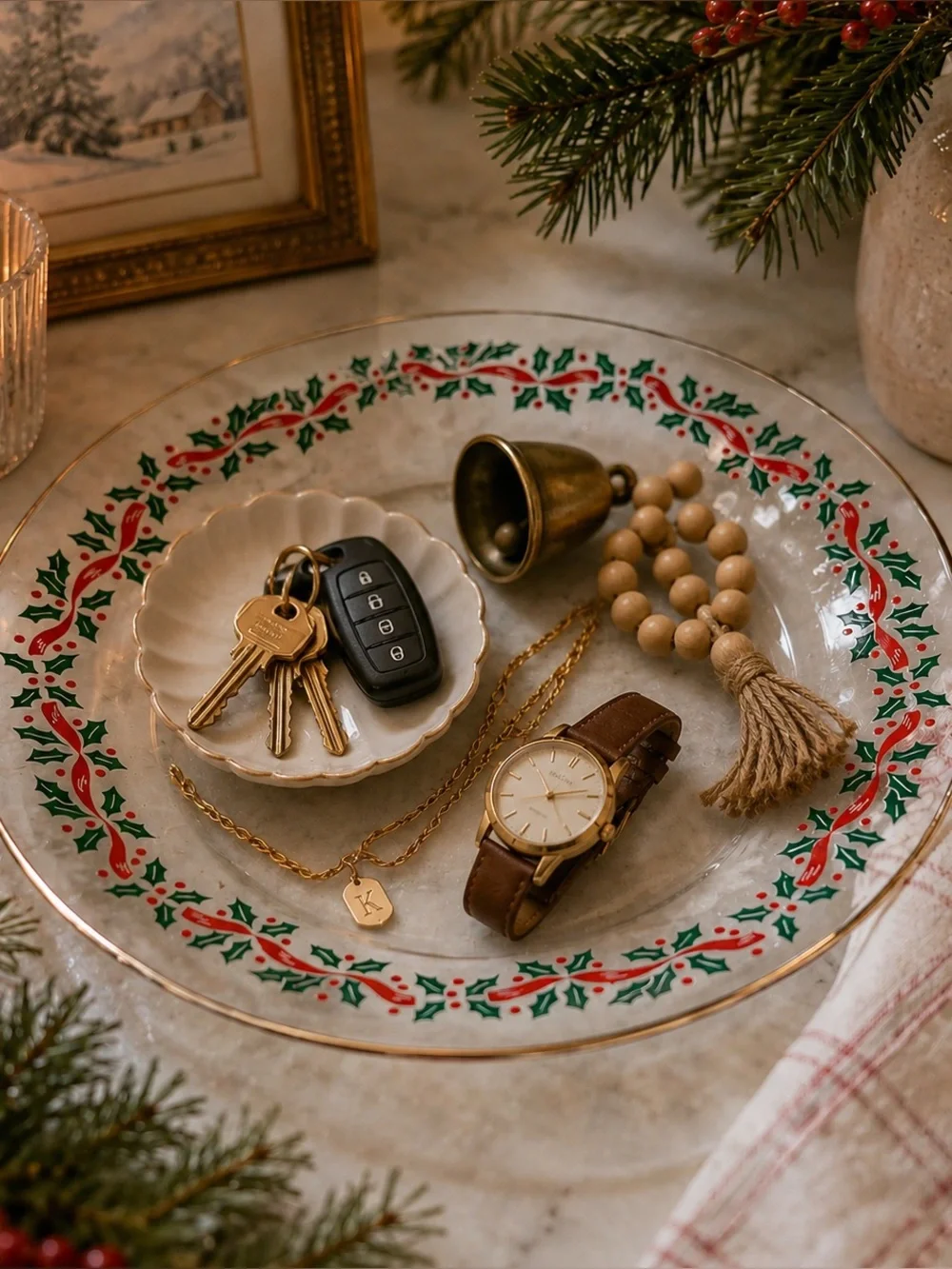 Arcoroc Holiday Holly Plate